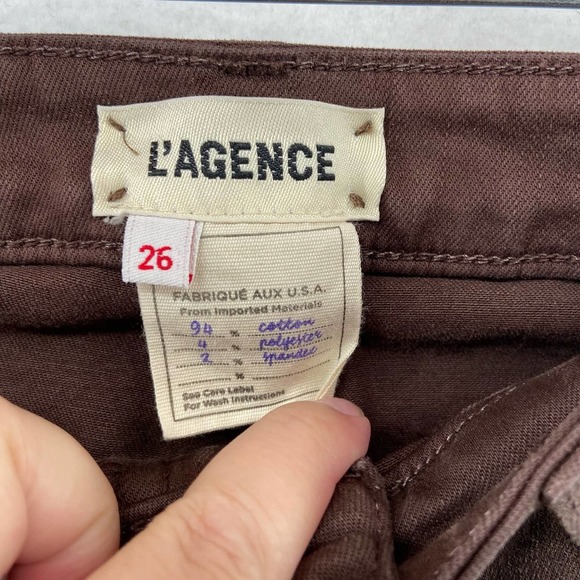 Luxury L’AGENCE boho preppy core Margot Skinny High Rise Cocoa Coated Jean Sz 26 - Picture 3 of 9